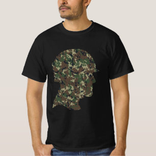 T-shirt Soldat avec camouflage de forêt et casque
