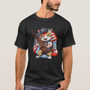 T-shirt Soldat de chat armes à feu américaines Patriot