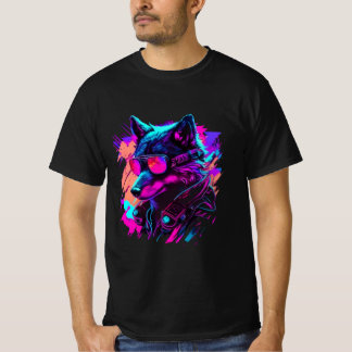 T-shirt soldat de loup Bold 80's Retro Synthwave Graphic T