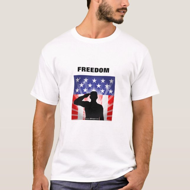 T-shirt Soldat Saluant le drapeau américain (Devant)