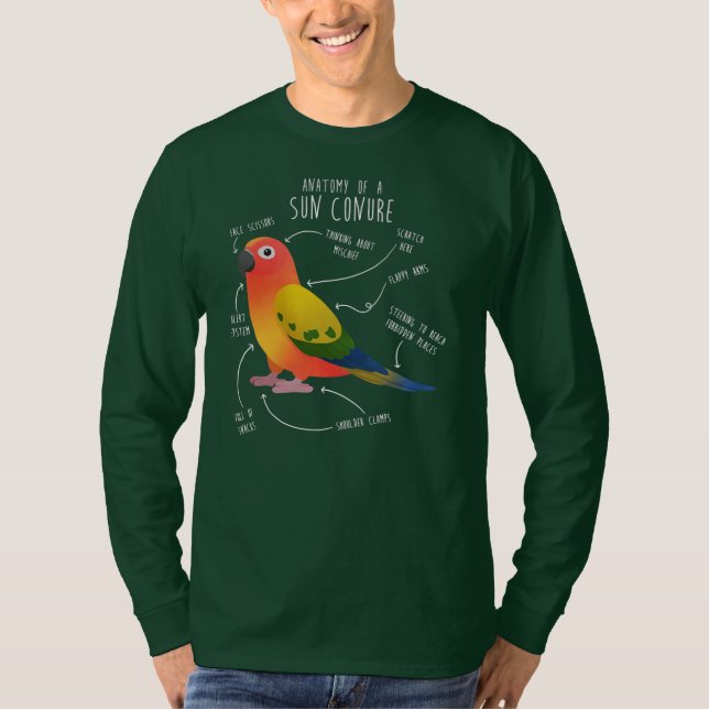 T-shirt Soleil Conure Anatomie Funny Mignonne Animal Parro (Devant)