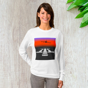 T-shirt Soleil d'approche de l'avion aux feux de piste Avi