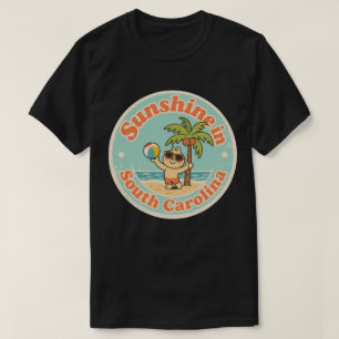 T-shirt Soleil en Caroline du Sud_ Palmier rétro