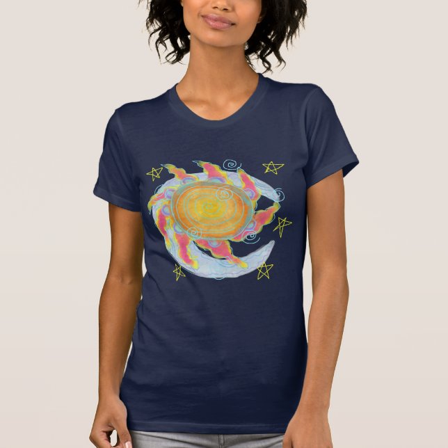 T-shirt Soleil et Lune Art Portable Abstrait (Devant)