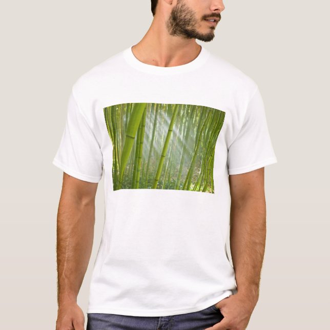 T-shirt Soleil matinal filtrant à travers le bambou (Devant)