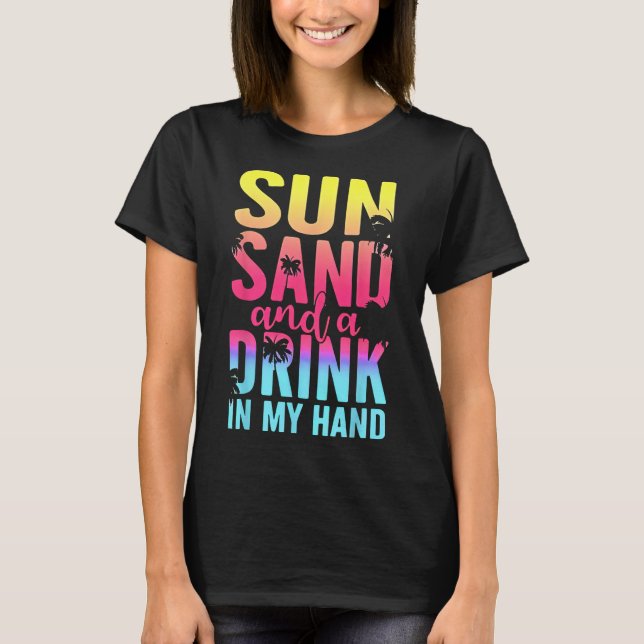 T-shirt Soleil Sable Et Un Verre Dans Mon Vacat De Croisiè (Devant)