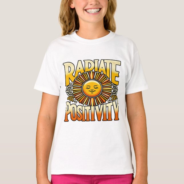 T-shirt Soleil souriant de la position de rayonnement (Devant)