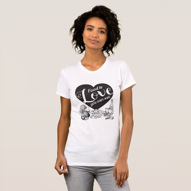 T-shirt solide de fin gourmet de coeur d'Elegante (Devant entier)