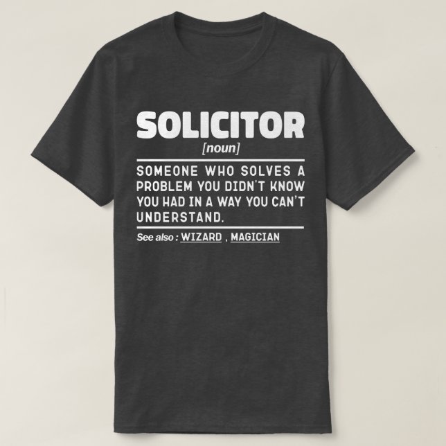 T-shirt Solliciteur Noun Définition Avocat Cool En Droit D (Design devant)