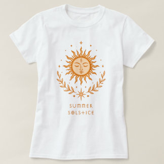 T-shirt Solstice d'été Visage céleste du soleil Art botani