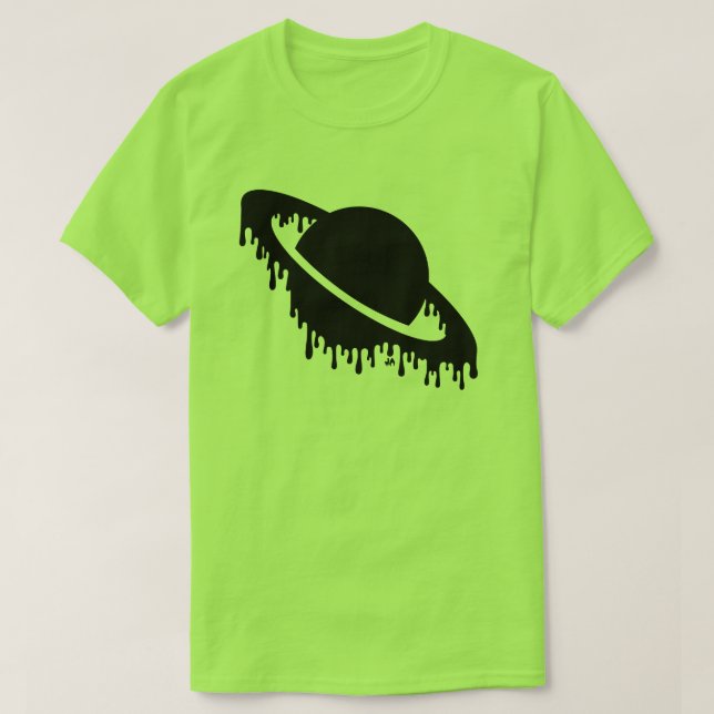T-shirt Sombre Gothique Planète Déchirante Saturne Silhoue (Design devant)