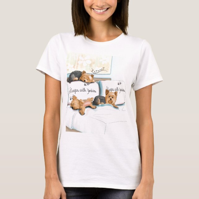 T-shirt Sommeils avec Yorkies par Catia Cho (Devant)