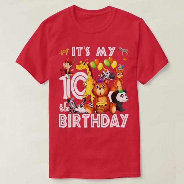 T-shirt Son 10e anniversaire Safari Jungle Animaux Amateur (Design devant)
