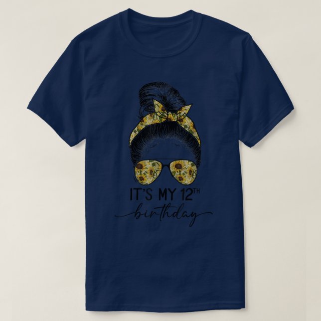 T-shirt Son 12e anniversaire mai 2010 12 ans Messy Bun L (Design devant)