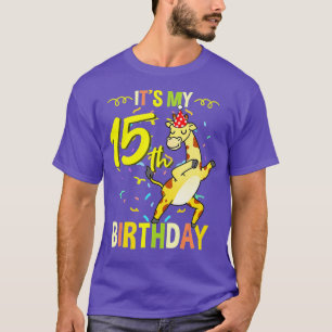 T-shirt Son 15e anniversaire Dabbing Giraffe - 1