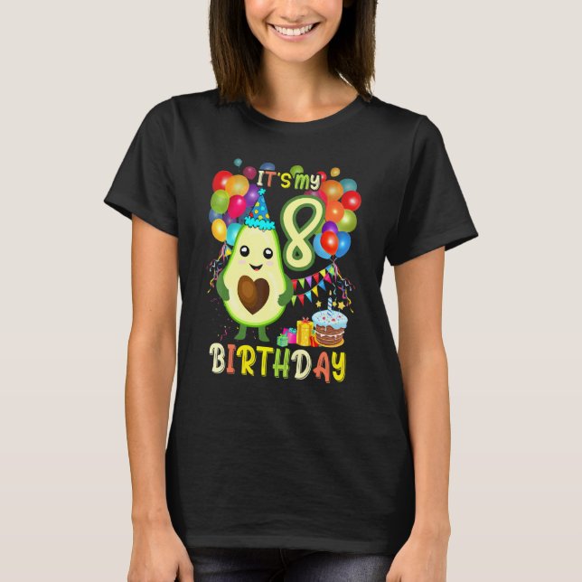 T-shirt Son 8 Anniversaire Avocado Anniversaire fête Cute  (Devant)
