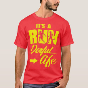 T-shirt Son A Run Derful Life Citations Jaune Noir
