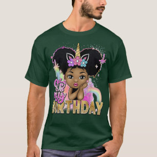 T-shirt Son Anniversaire Unicorn Party Thème Black Melanin