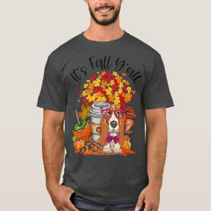 T-shirt Son automne Yall Basset Hound Citrouille automne a