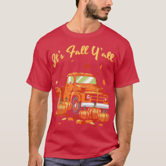 T-shirt Son Automne Yall Camion Citrouille Automne part po