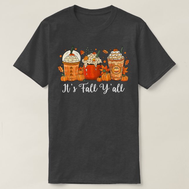T-shirt Son automne Yall Citrouille épice Automne Funny Fa (Design devant)