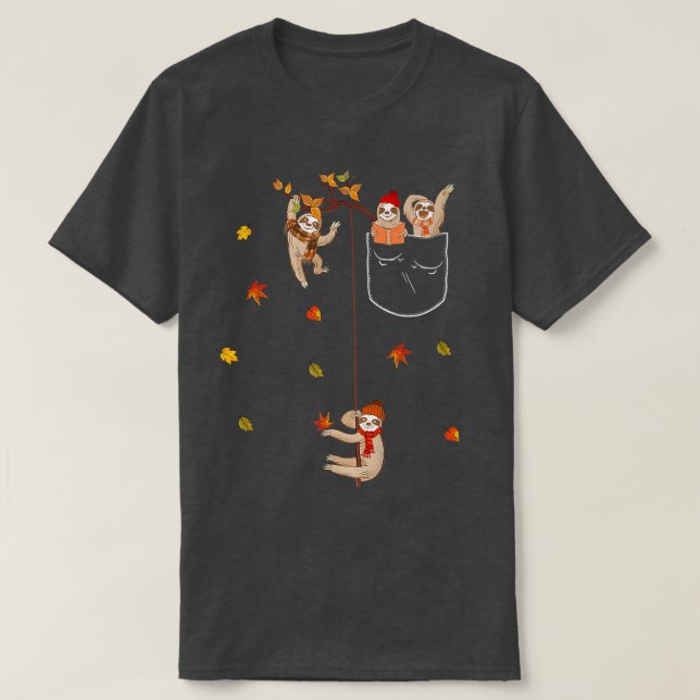 T-shirt Son Automne Yall Feuilles Automne Slot Poche (Design devant)
