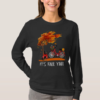 T-shirt Son Automne Yall Rottweiler Vélo Citrouille Épice
