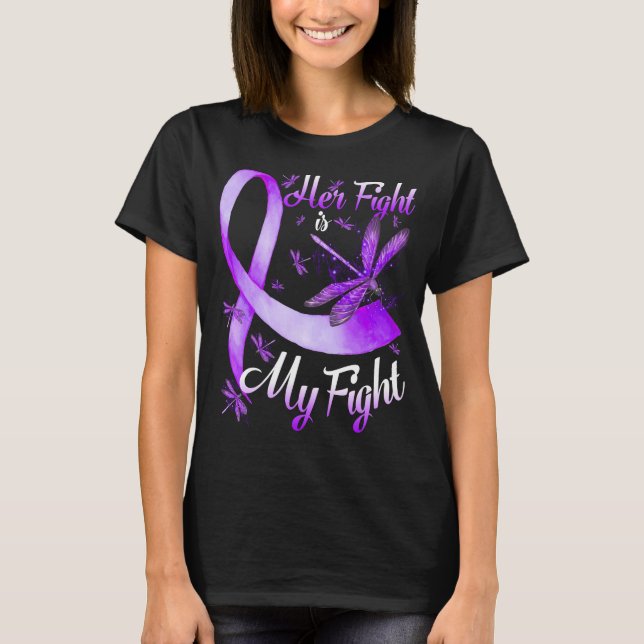 T-shirt Son combat est ma libellule de combat Alzheimer (Devant)