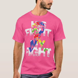 T-shirt Son combat est ma sensibilisation sur l'autisme de