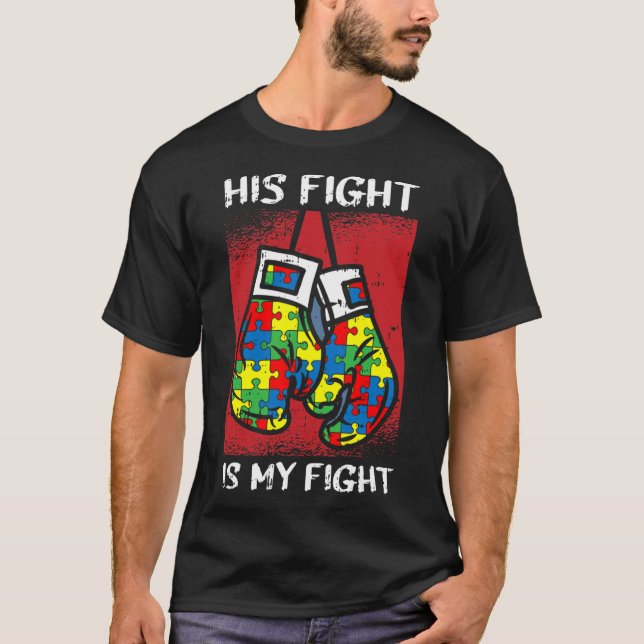 T-shirt Son Combat Est Mon Boxe De Boxe De Sensibilisation (Devant)