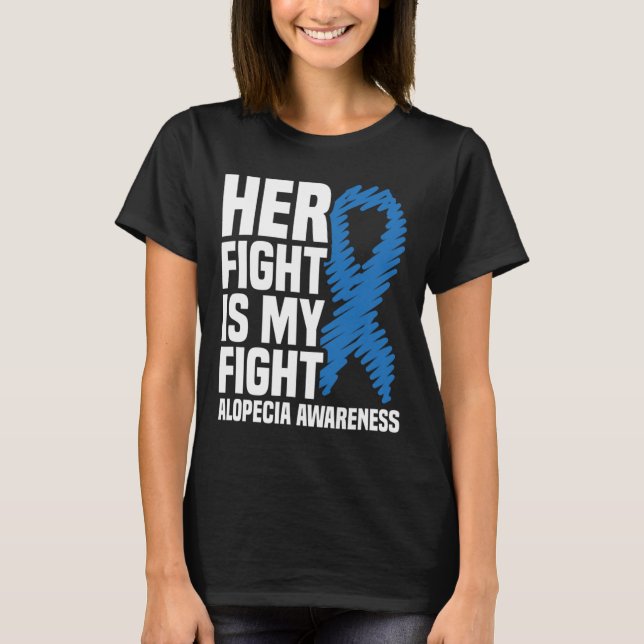 T-shirt Son combat est mon combat Blue Ribbon Alopecia (Devant)