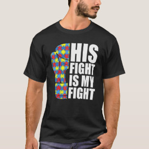 T-shirt Son Combat Est Mon Combat Gant De Boxe Puzzle Auti