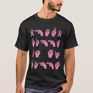 T-shirt Son combat est mon combat langue des signes Cancer