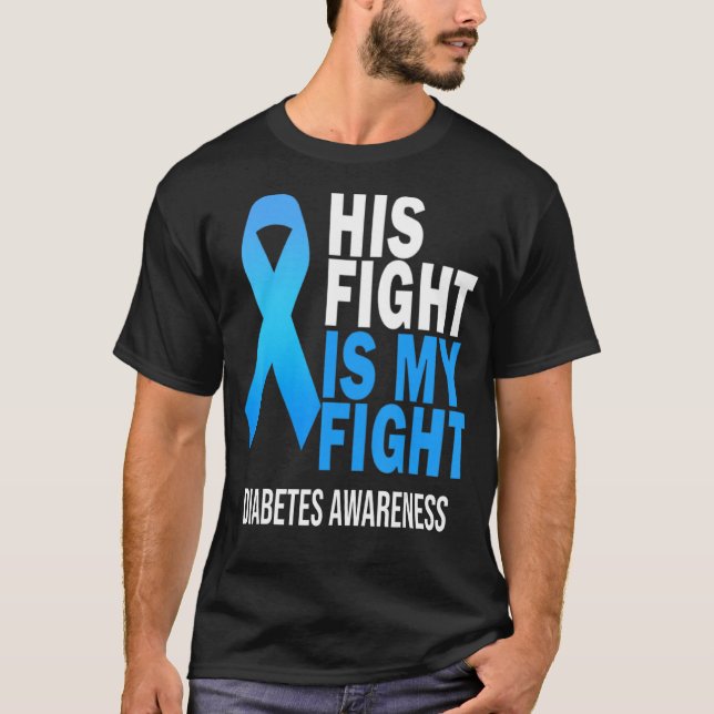 T-shirt Son combat est Mon combat porter bleu Diabète Sens (Devant)