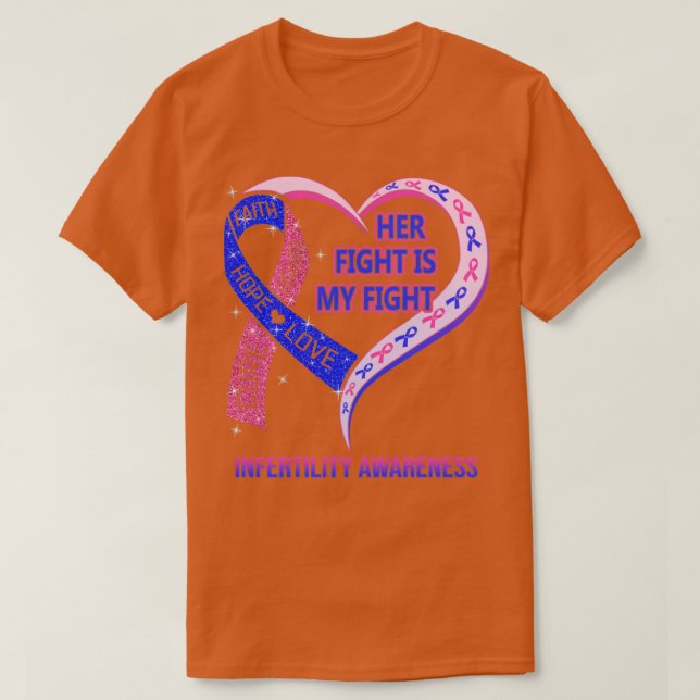 T-shirt Son Combat Est Mon Combat Ribbon Heart Infertilité (Design devant)
