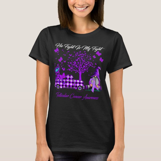 T-shirt Son combat est mon combat Testicule Cancer Sensibi (Devant)
