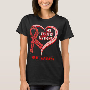 T-shirt Son Combat Est Mon Combattre Ribbon Heart Stroke A