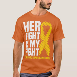 T-shirt Son Combat Est Mon Ribbon Lutte Cancer Enfance Awa