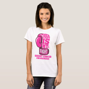 T-shirt Son combat est My Fight Boxing Glove Cancer du sei