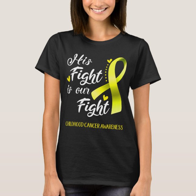 T-shirt Son combat est notre lutte contre le cancer chez l (Devant)