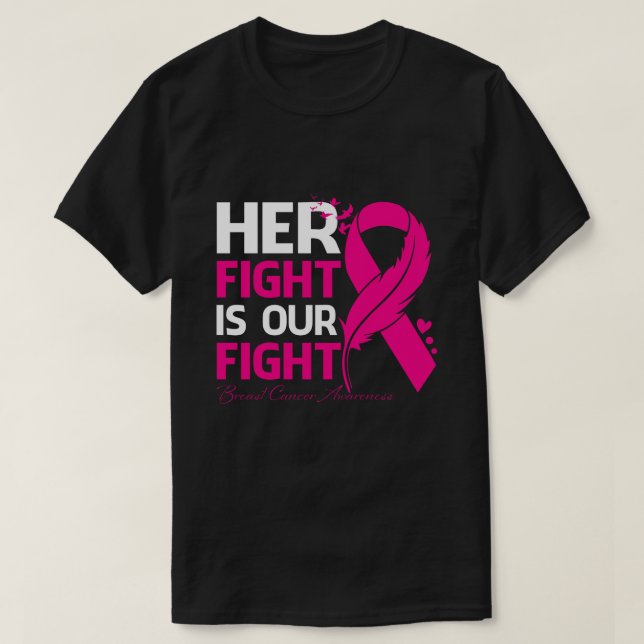 T-shirt Son combat est notre lutte contre le cancer du sei (Design devant)