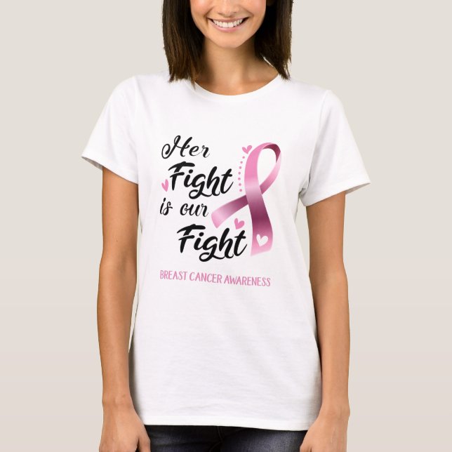 T-shirt Son combat est notre lutte contre le cancer du sei (Devant)