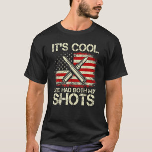 T-shirt Son Cool Ive A Eu Mes Deux Tirs American Flag Bull
