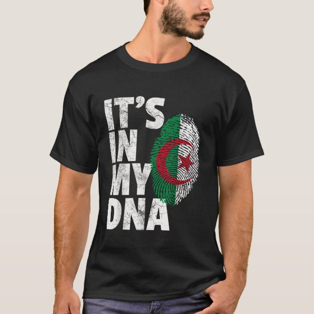 T-shirt SON DANS MON ADN Algérien Algérie Drapeau T Chemis (Devant)