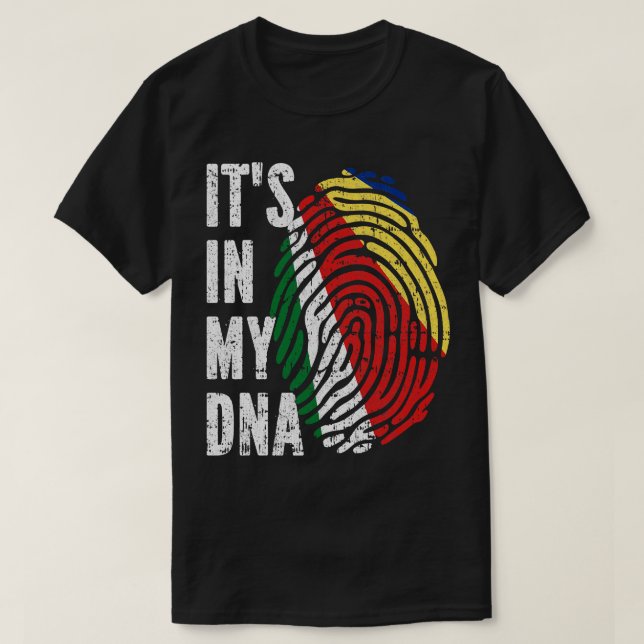 T-shirt SON DANS MON ADN Seychelles Drapeau Hommes Femmes  (Design devant)