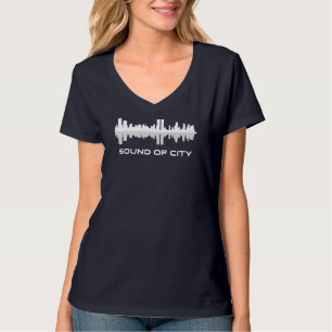 T-shirt Son de la ville   Cou-V féminin
