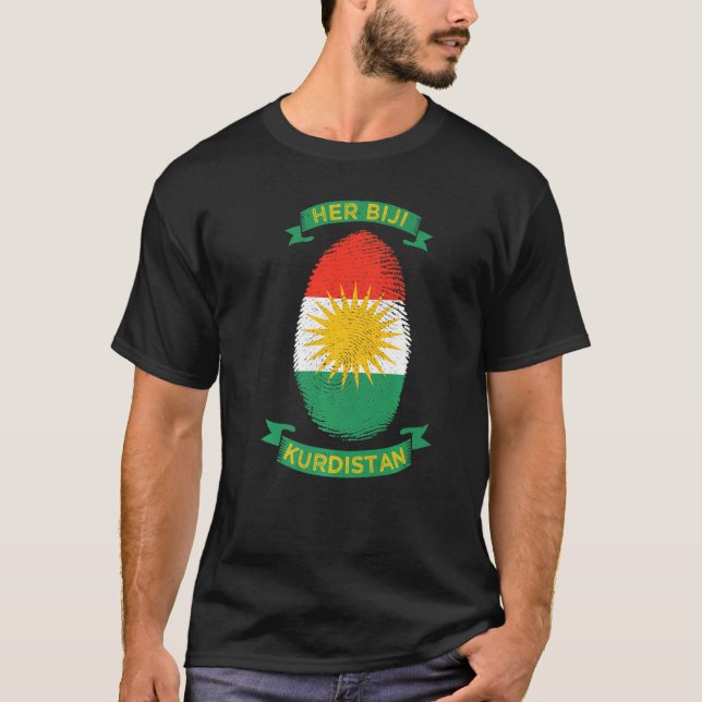 T-shirt Son Drapeau Biji Kurdistan Kurde Empreinte (Devant)