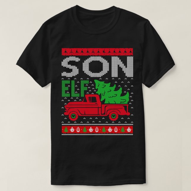 T-shirt Son Elf laide pull de noël (Design devant)