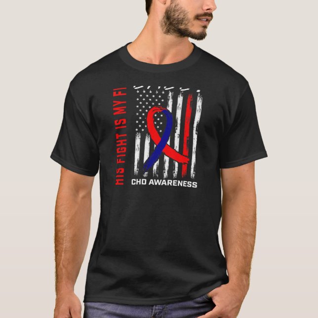 T-shirt Son Fight CHD Sensibilisation Papa Papa Drapeau Am (Devant)