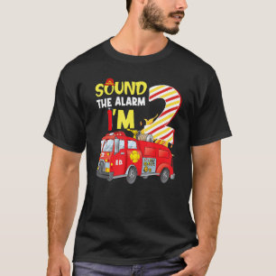 T-shirt Son L'alarme Je suis 2 Anniversaire Boy Fire Truck